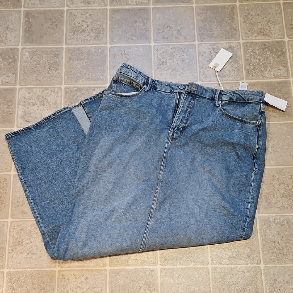 Good American Blue Denim Pencil Skirt